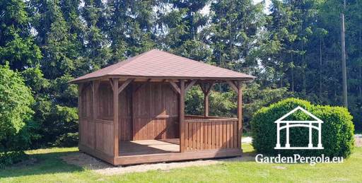 4x4 Brun Trädgårdspaviljong i Trä