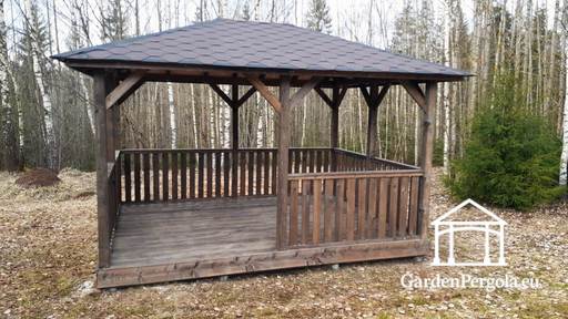 3x4m Mörkbrun trädgårdspaviljong