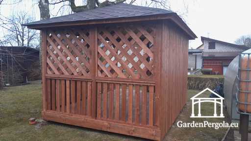 3x4m Brown Wooden Garden Gazebo