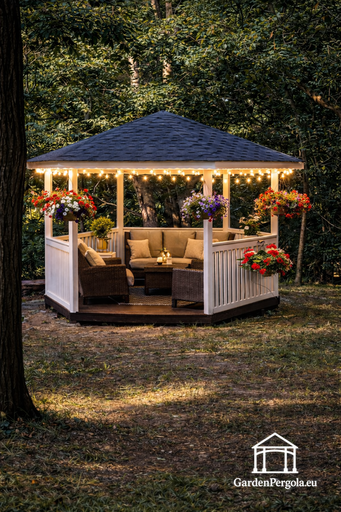 6sided White gazebo