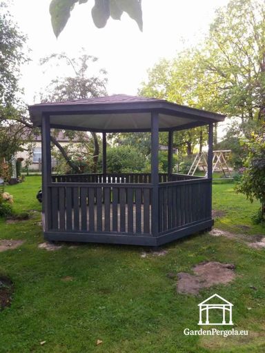 6sided dark gray gazebo