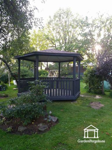 6sided dark gray gazebo