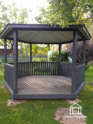 6sided dark gray gazebo