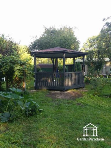 6sided dark gray gazebo