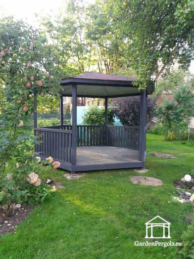 6sided dark gray gazebo