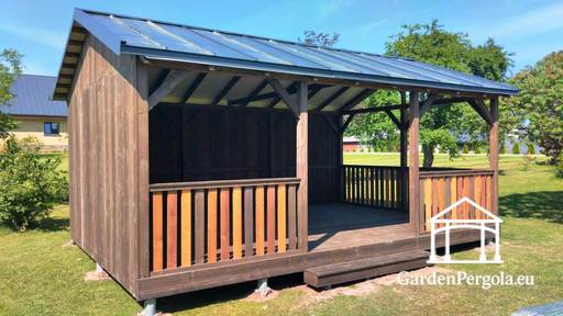 4x6m Trädgårdspaviljong med tvålutande metalltak