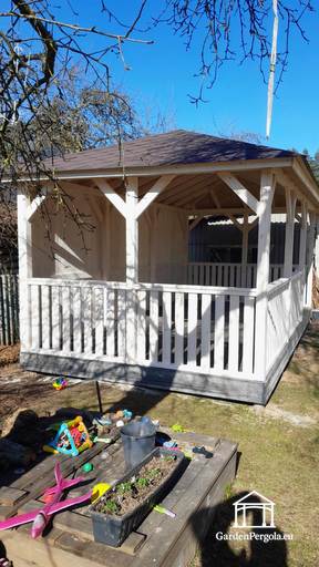 4x6m white gazebo with dark gray floor