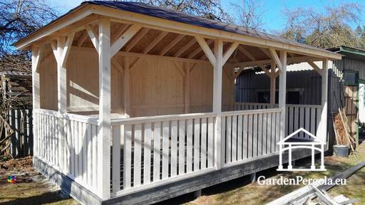 4x6m white gazebo with dark gray floor