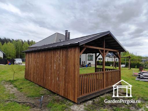 4x7m large Metal roof brown gazebo