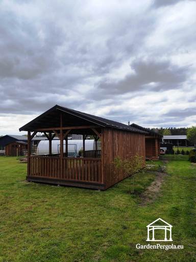 4x7m large Metal roof brown gazebo