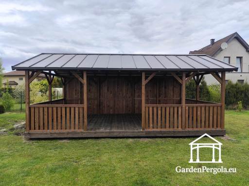 4x7m large Metal roof brown gazebo