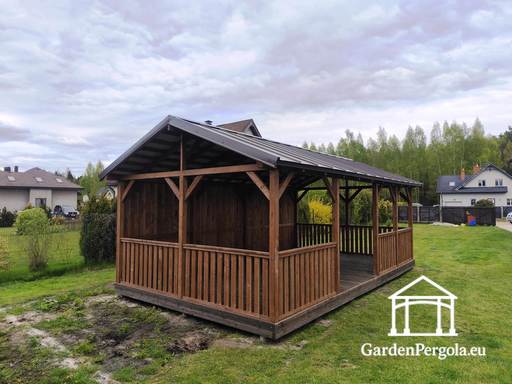 4x7m large Metal roof brown gazebo