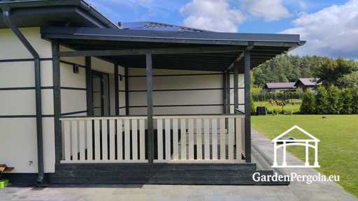 Pergola 4x6m Dark gray with metal roof.