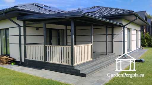 Pergola 4x6m Dark gray with metal roof.