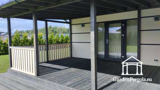Pergola 4x6m Dark gray with metal roof.