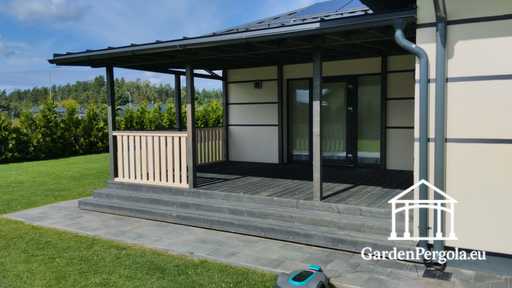 Pergola 4x6m Dark gray with metal roof.