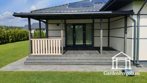 Pergola 4x6m Dark gray with metal roof.