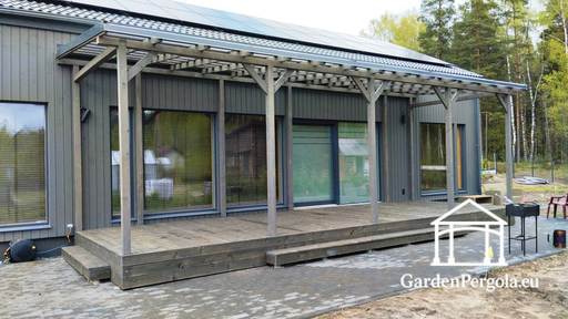 Pergola 3x10m med tak av polykarbonat