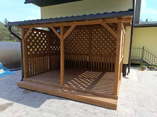 Gazebo da giardino 3,2m x 3,8m con box per condizionatore - 2