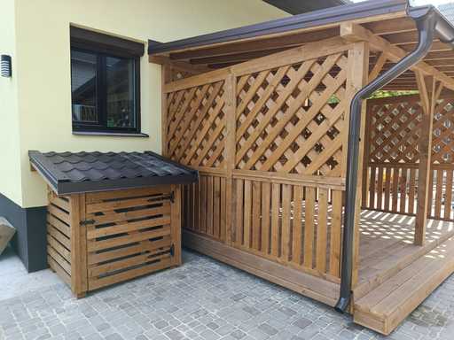 Gazebo da giardino 3,2m x 3,8m con box per condizionatore - 5