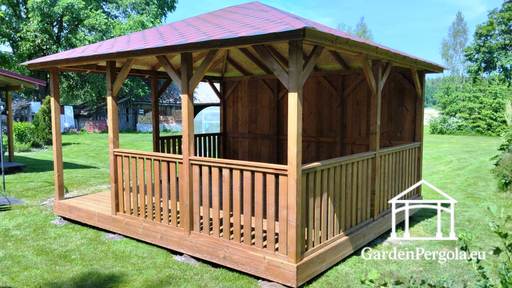 4x4.5m standart brown gazebo entrance on the corner