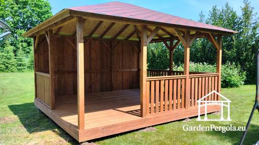 4x4.5m standart brown gazebo entrance on the corner