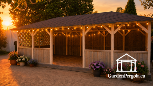 4m x 8m garden shed with window panes