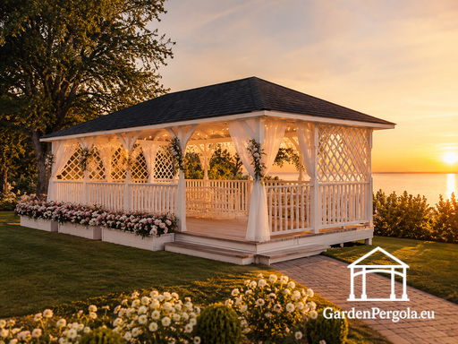 4x8m White Wedding Pergola — Elegant, Romantic, and Des..