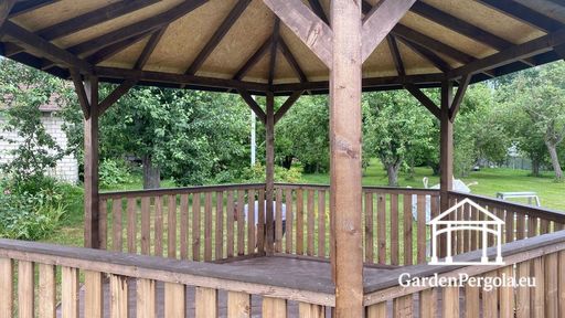 Six-Sided Wooden Garden Gazebo with Shingle Roof