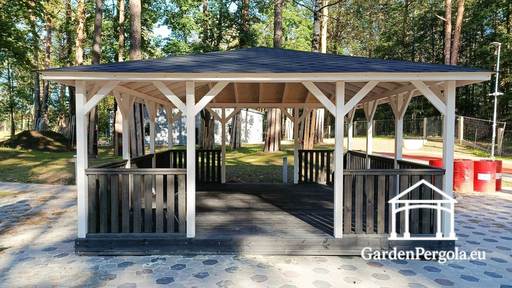 Gazebo en bois 5x5 m — Spacieux gazebo de jardin avec s..
