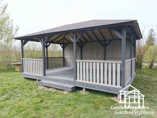 Gazebo de Madera de 4x6 m — Espacioso Gazebo de Jardín ..