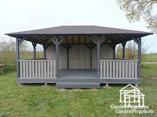 Gazebo de Madera de 4x6 m — Espacioso Gazebo de Jardín ..