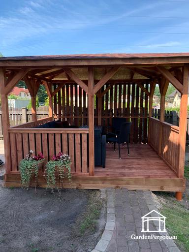 Gazebo de Madera Marrón de 3x3.5 m — Acogedor Gazebo de..