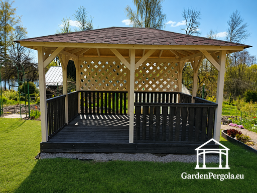 3x4 m Natural Wooden Gazebo — Cozy Garden Gazebo with F..