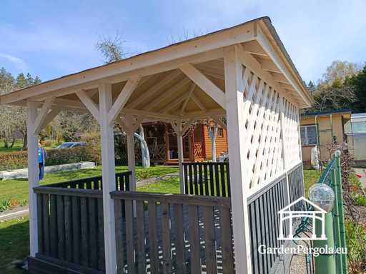3x4 m Natural Wooden Gazebo — Cozy Garden Gazebo with F..