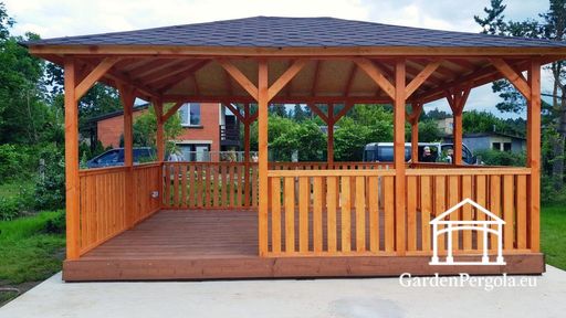Gazebo in Legno Ambra 4x5 m — Ampio Gazebo da Giardino ..