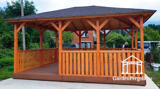 Gazebo in Legno Ambra 4x5 m — Ampio Gazebo da Giardino ..