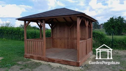 3x4 m Naturlig Trägazebo — Mysig Trädgårdsgazebo med Go..