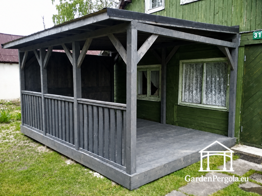 3x6 m Träförlängning av Hus Veranda med Golv och Täckt ..