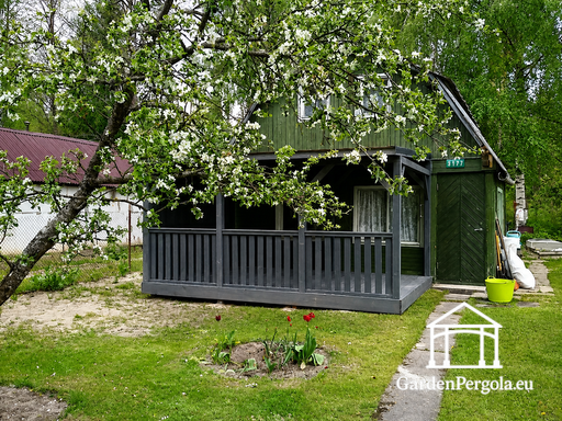 3x6 m Träförlängning av Hus Veranda med Golv och Täckt ..