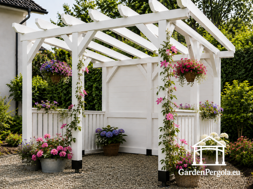 3x3 m Weiße Holz-Gartenpergola ohne Boden — Holzpergola..