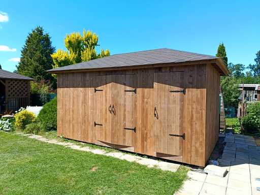 Capanno da giardino in legno su misura 3x5,5 m — Ampio capanno di stoccaggio con ampie porte doppie - 2