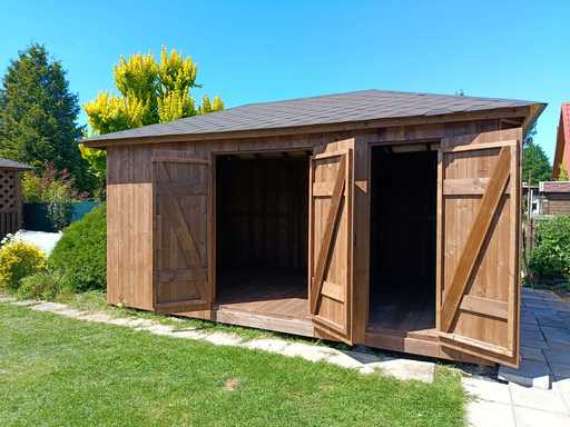 Capanno da giardino in legno su misura 3x5,5 m — Ampio capanno di stoccaggio con ampie porte doppie - 3