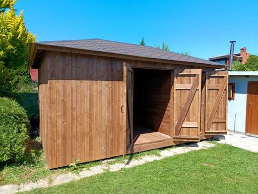 Capanno da giardino in legno su misura 3x5,5 m — Ampio capanno di stoccaggio con ampie porte doppie - 4