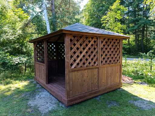 3x4 m Dark Brown Wooden Garden Gazebo