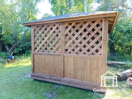 3x4 m Dunkelbraunes Holz-Gartenpavillon