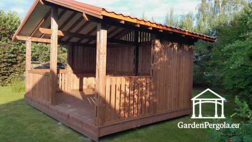 4x6 m Brown Wooden Garden Gazebo