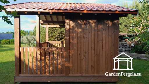 4x6 m Brown Wooden Garden Gazebo