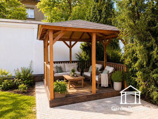 3x4 m Trægazebo — Hyggelig Havepavillon med Gulv og Åbe..