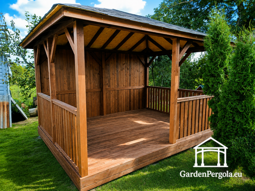 3x4 m Wooden Gazebo — Cozy Garden Gazebo with Floor and..